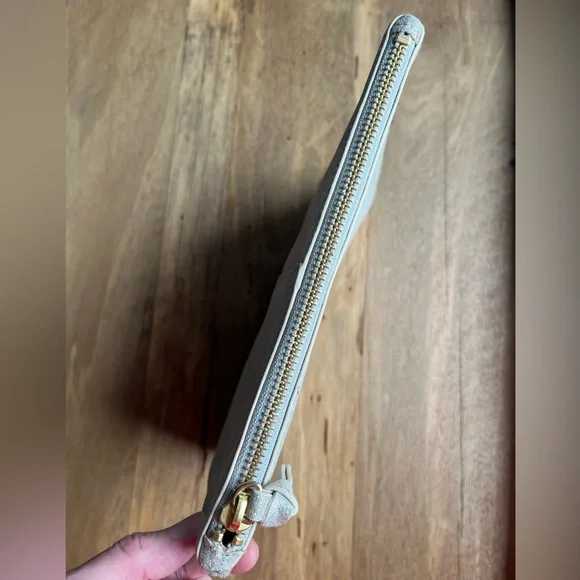 Anthropologie Leather Organizer Pouch Silver Glitter - Picture 10 of 15